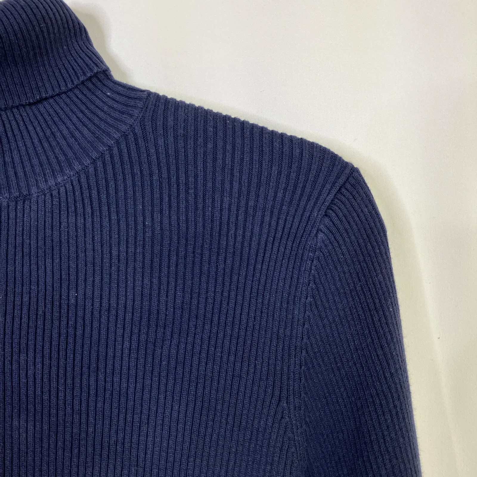 Polo Jeans Co. Ralph Lauren Navy Ribbed Knit Turtleneck Sweater Cotton Womens XL Blue - Image 2