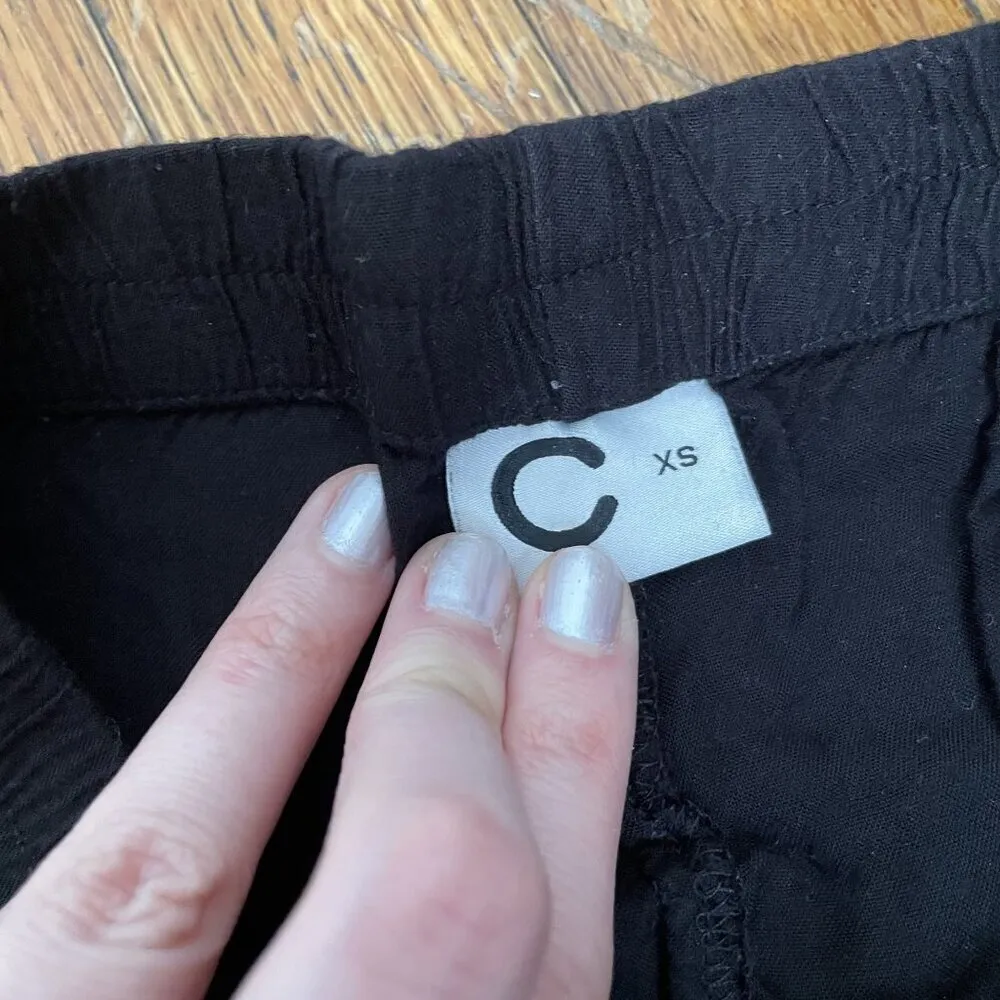 C black casual summer shorts pockets elastic waistband comfortable style light Size XS - Image 4