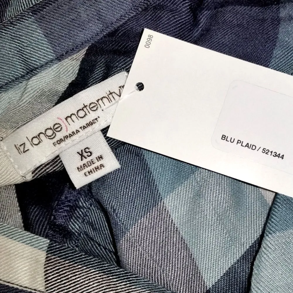 Liz Lange Maternity Sleeveless Blue Plaid High-Low Hem Dress Size XS New! - Image 4