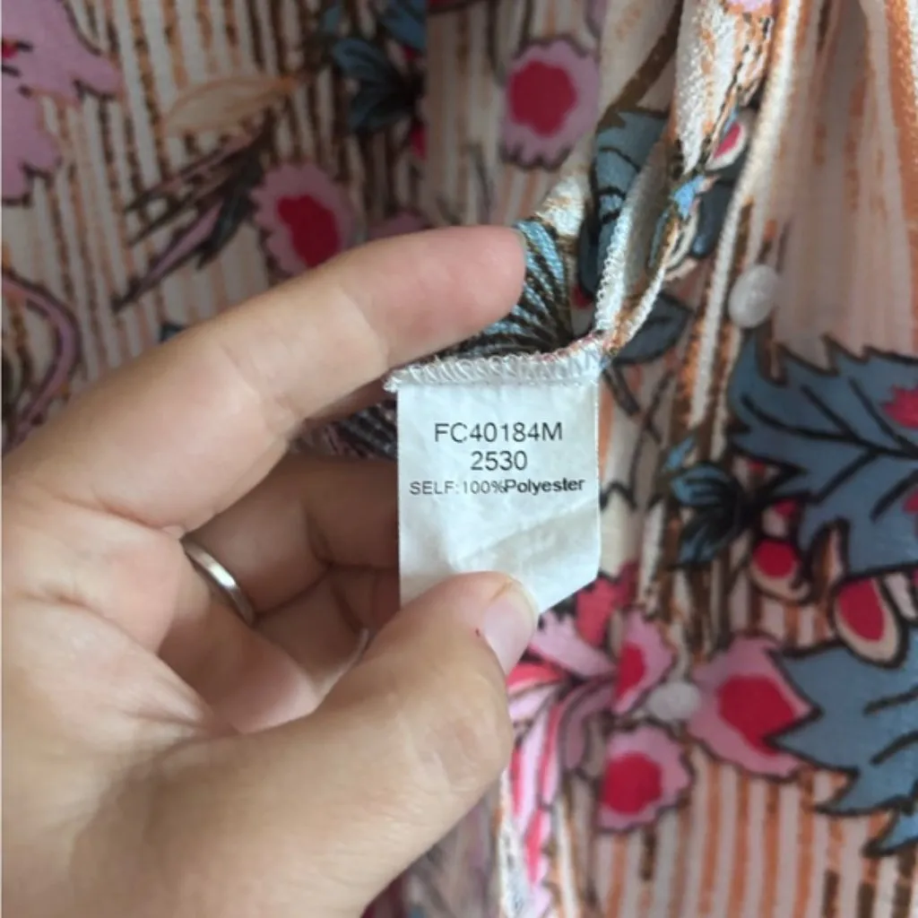 CUPSHE Floral & Striped Tropical Oversized Swim Beach Button Front Cover-Up Top - Image 8