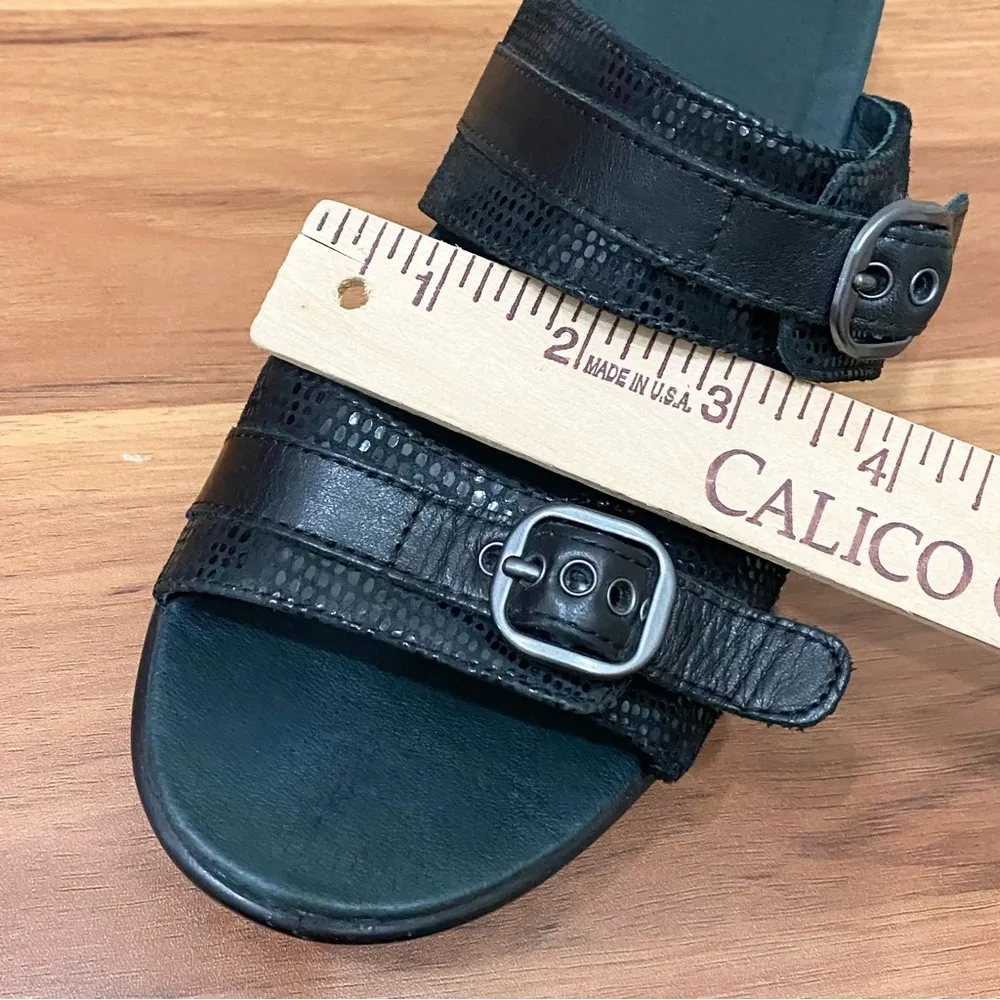 DANSKO Jessie Adjustable Double Strap Black Lizard Leather Wedge Sandals Size 39 - Image 11