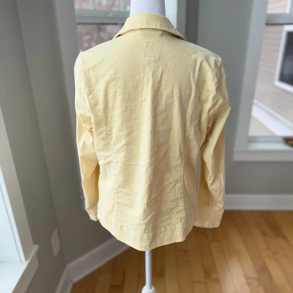 J.Jill Butter Yellow Linen Blazer Jacket Size XS - Image 4
