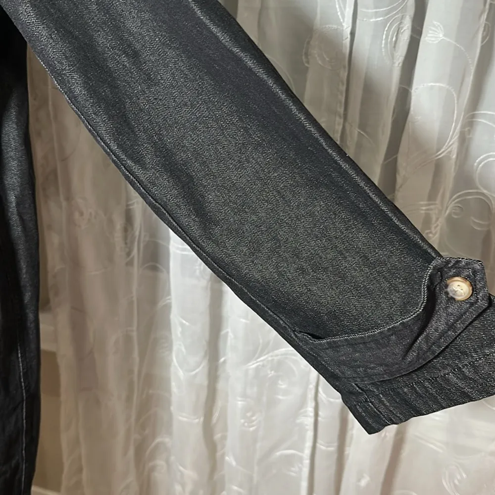 Denim & Co Lined Charcoal Denim Utility Hooded Coat Toggle Button Closure M NEW - Image 15