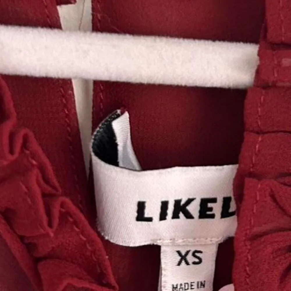 Likely x Revolve Belmont Ruffle Cold Shoulder Blouse – Wine Red Romantic Top XS - Image 5