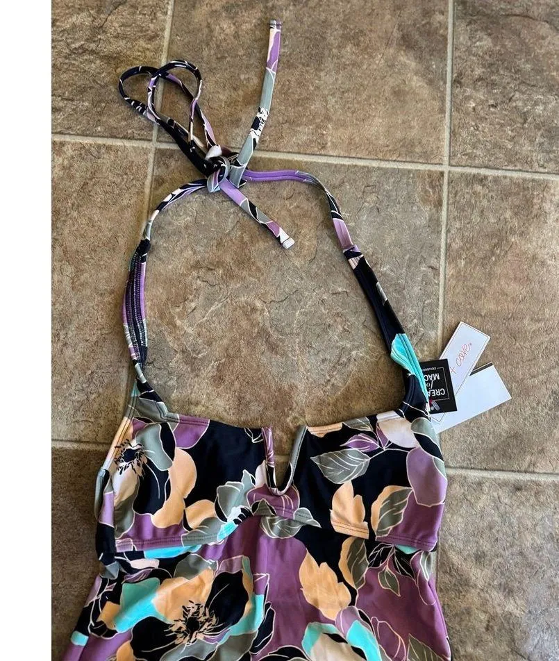 Salt + Cove Swim Midnight Bloom V-Wire Tankini Top Size Small - Image 6