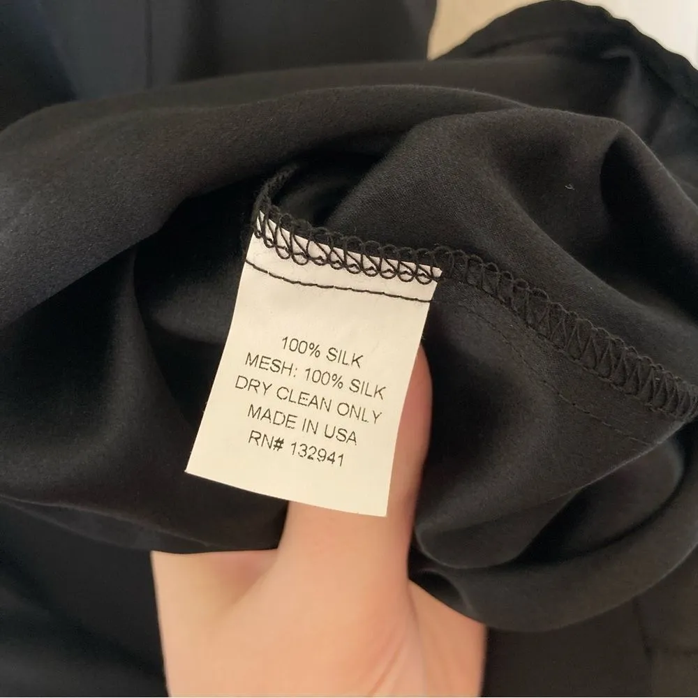 AMANDA UPRICHARD Revolve Silk Mesh Panels Sleeveless Black Sheath Dress Large - Image 8