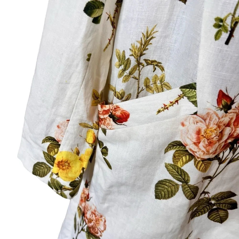 Anthropologie Payal Pratap Floral Longline Linen Blazer Jacket - Image 7