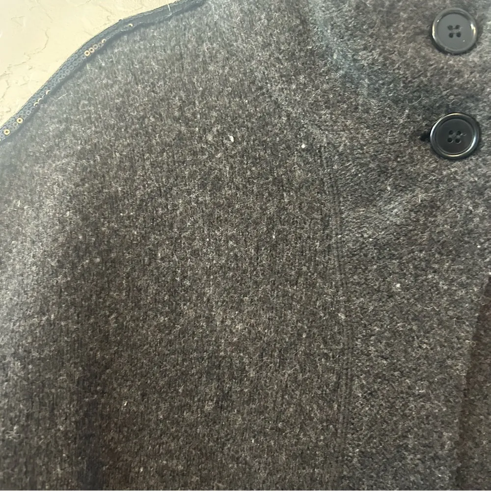 Soft Surroundings black 100% merino wool cardigan sweater coat with sequins med - Image 4