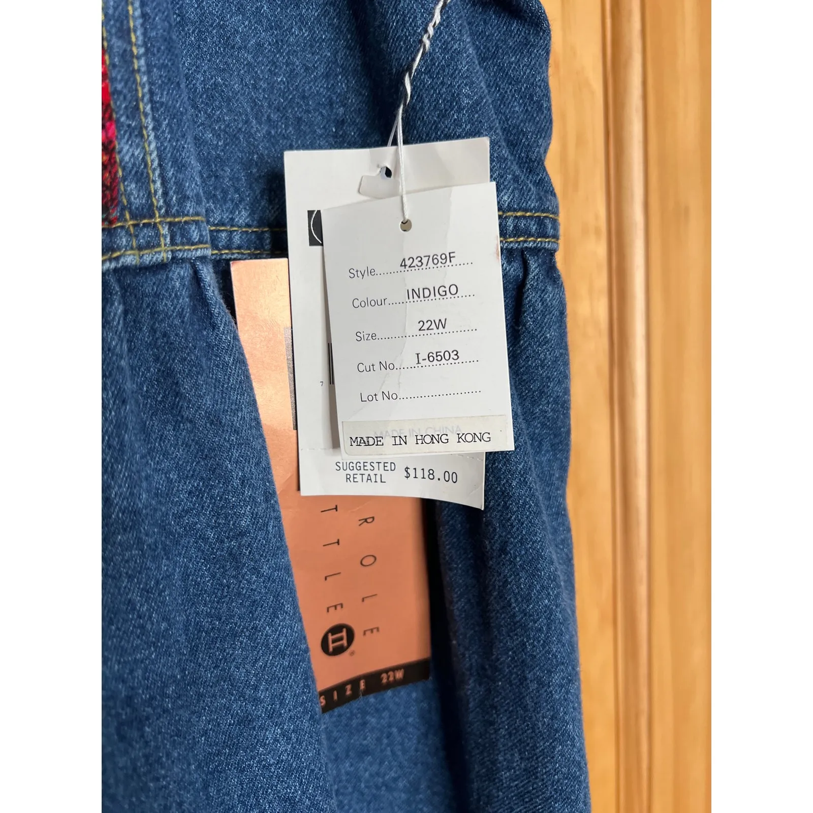 Carol Little NEW VTG 22W deadstock denim maxi jumper dress patchwork panels Blue - Image 6