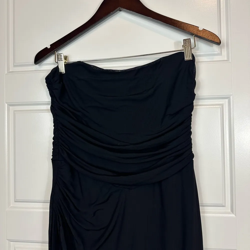Epitome of Allure Black Mesh Strapless Ruched Tulip Maxi Dress Size XL - Image 5