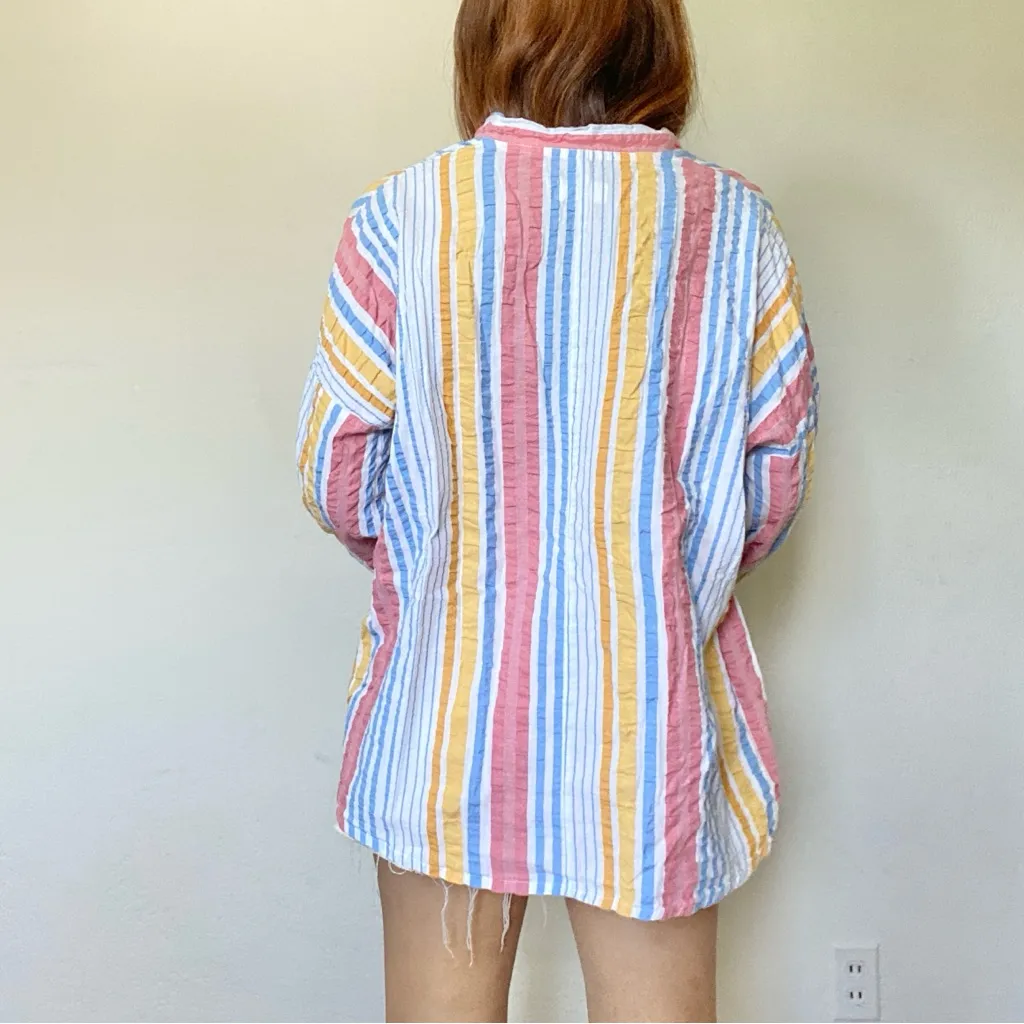 The LOU & GRAY Oversize Multi-Color Striped Balloon Sleeves Blouse - Image 4