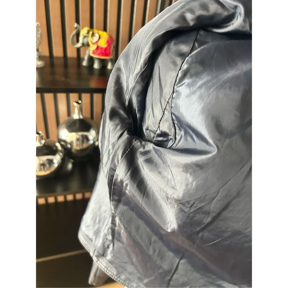 Express faux leather dark blue jacket size small motto rock like style - Image 4