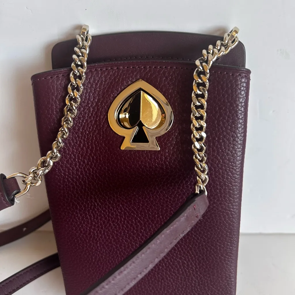 Kate Spade Burgundy Crossbody Bag with Gold Accents - Image 3