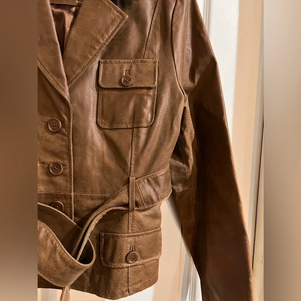 Rustic Brown Faux Leather Jacket Size L - Image 3