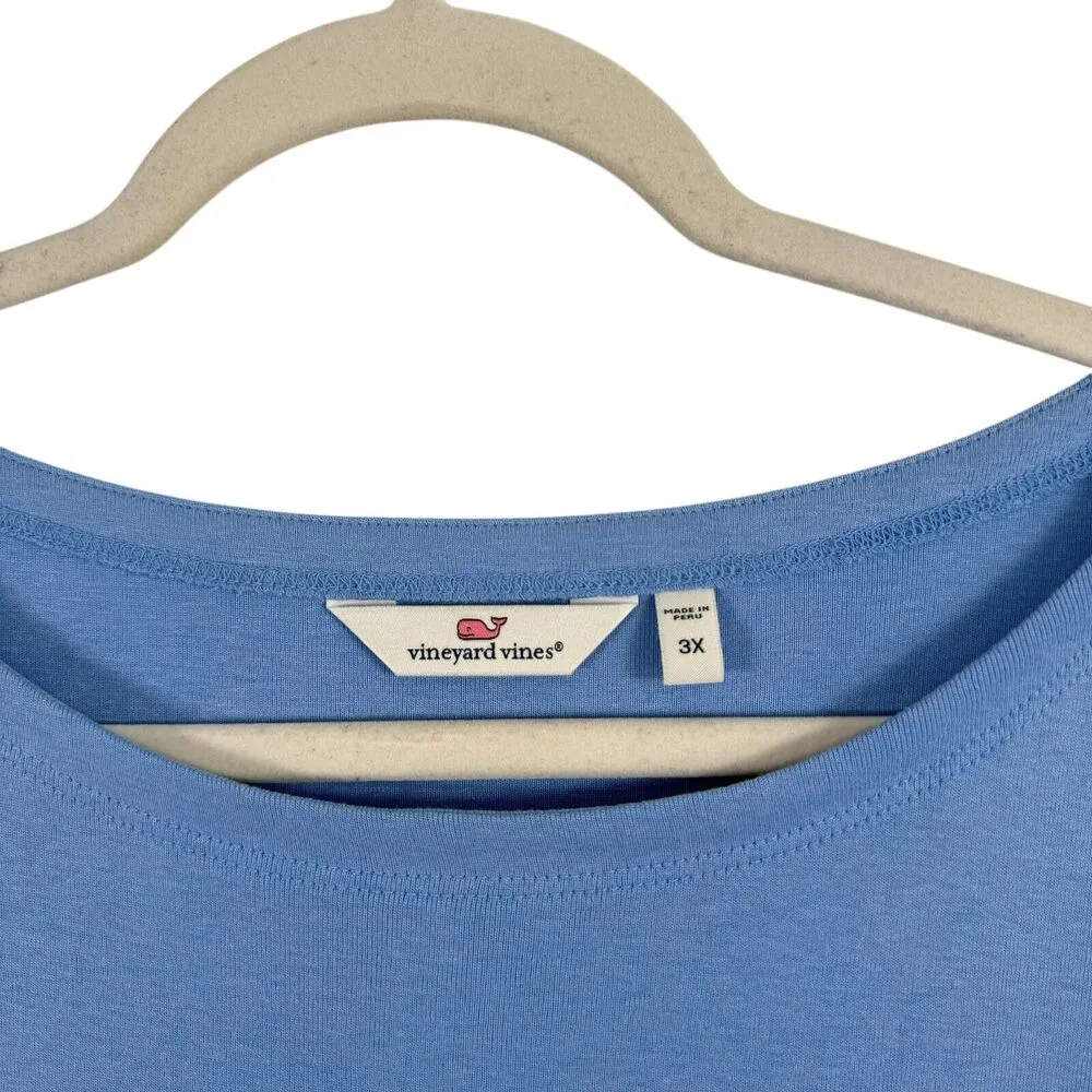 Vineyard Vines Simple Boatneck Tee Long Sleeve Blue Pima Cotton Modal Womens 3x - Image 2