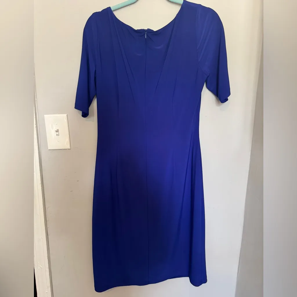 Laura Jeffries Elbow Sleeve Sheath Dress Blue Size 12 - Image 5