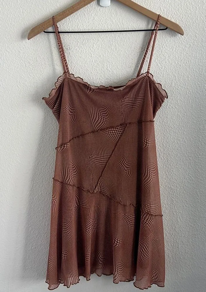 Urban Outfitters Moxie Brown and Tan Dress Medium - Image 2