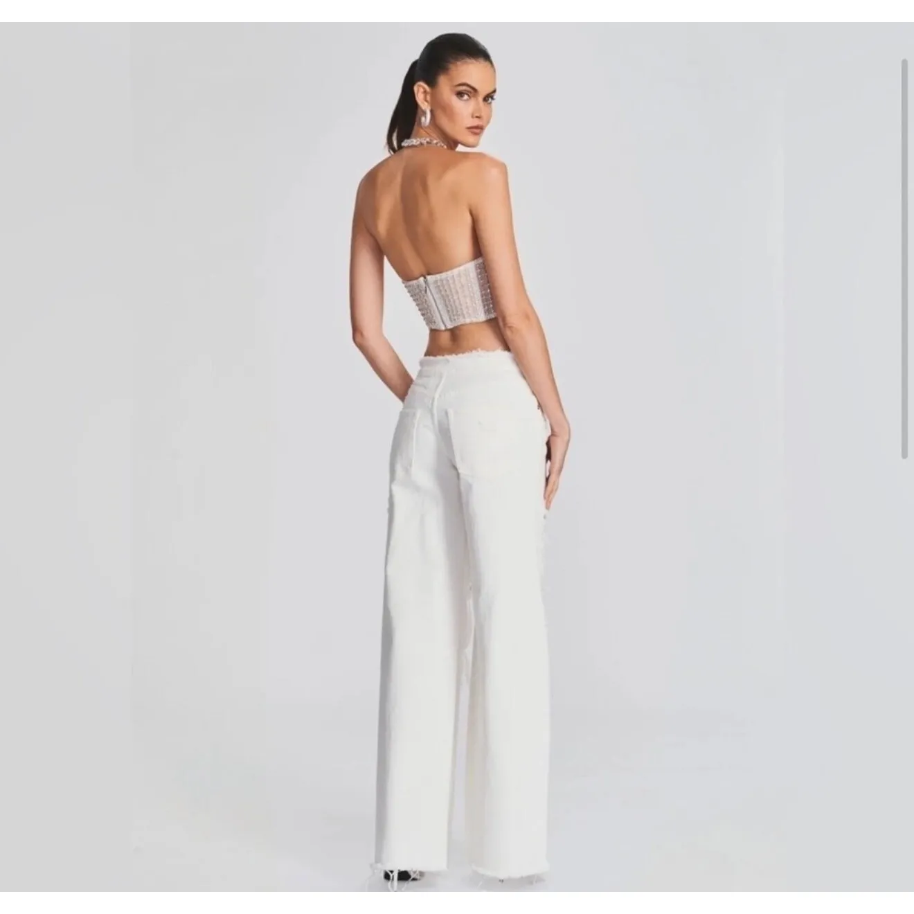 NWT SER.O.YA Ollie Distressed WideLeg Jeans White Sz 27‎ $275 - Image 5