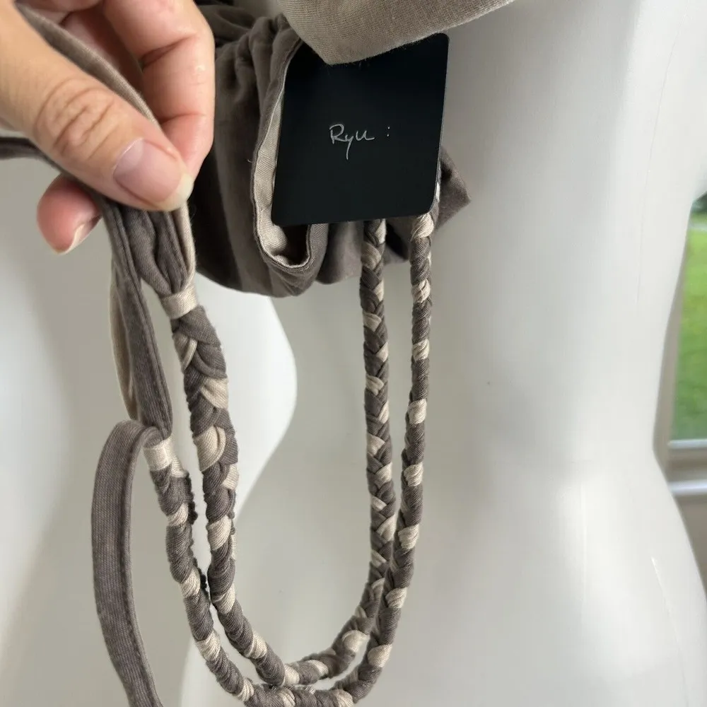 New RYU: anthropologie Boho Gathered Brown Tan Beige Earth Tone Scarf Reversible - Image 3