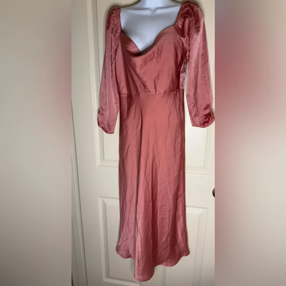 COWL NECK LONG SLEEVE MIDI DRESS IN MAUVE WOODS - Image 6