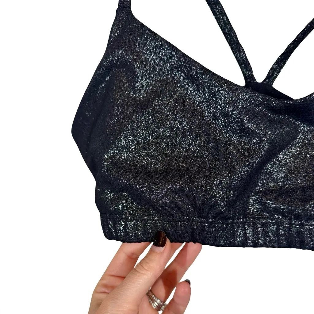 Beyond Yoga Twinkle Slim Sports Bra in Black/Silver Shimmer - Image 5