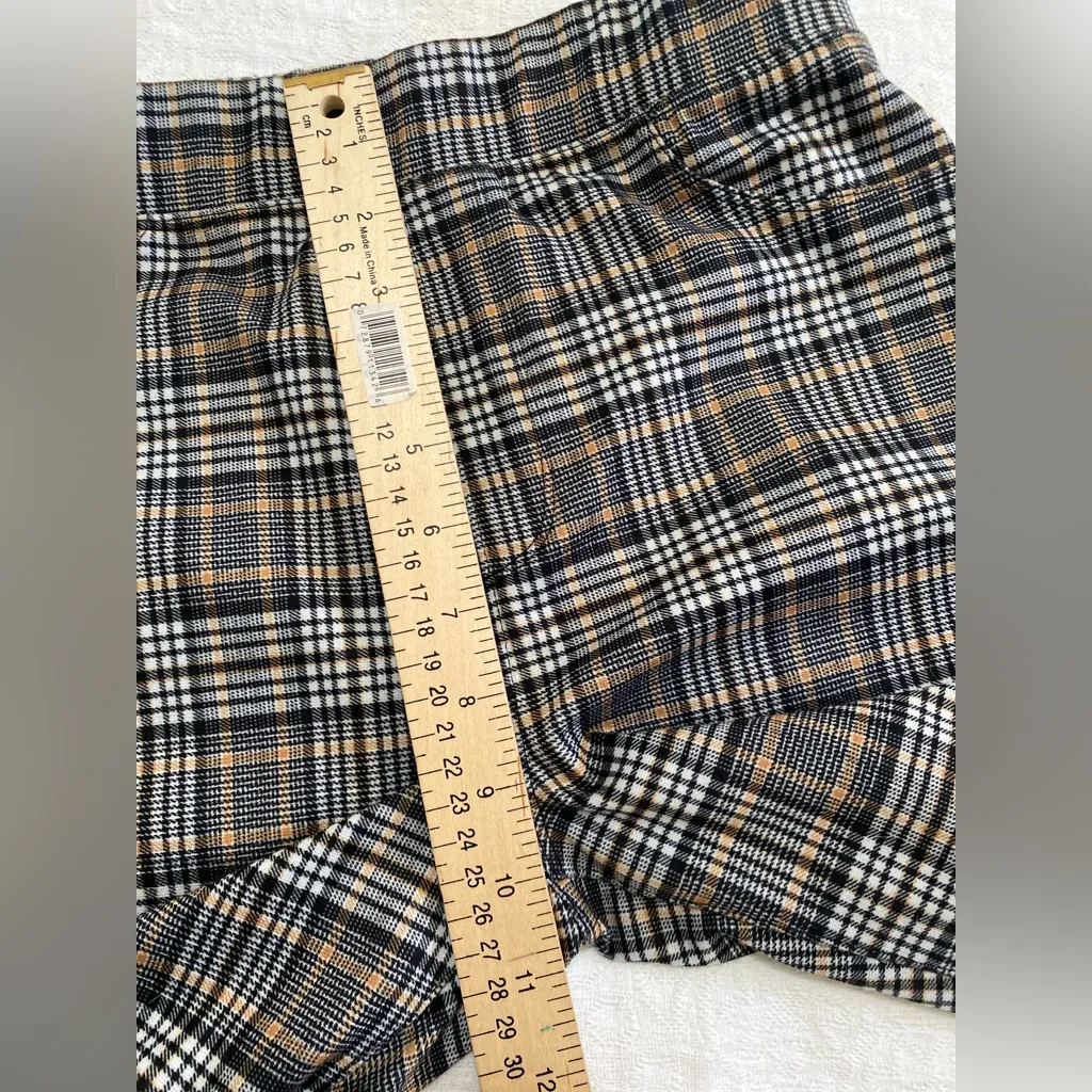 Sanctuary Anthropologie Women Small Skinny Pants Black White Beige Plaid - Image 5