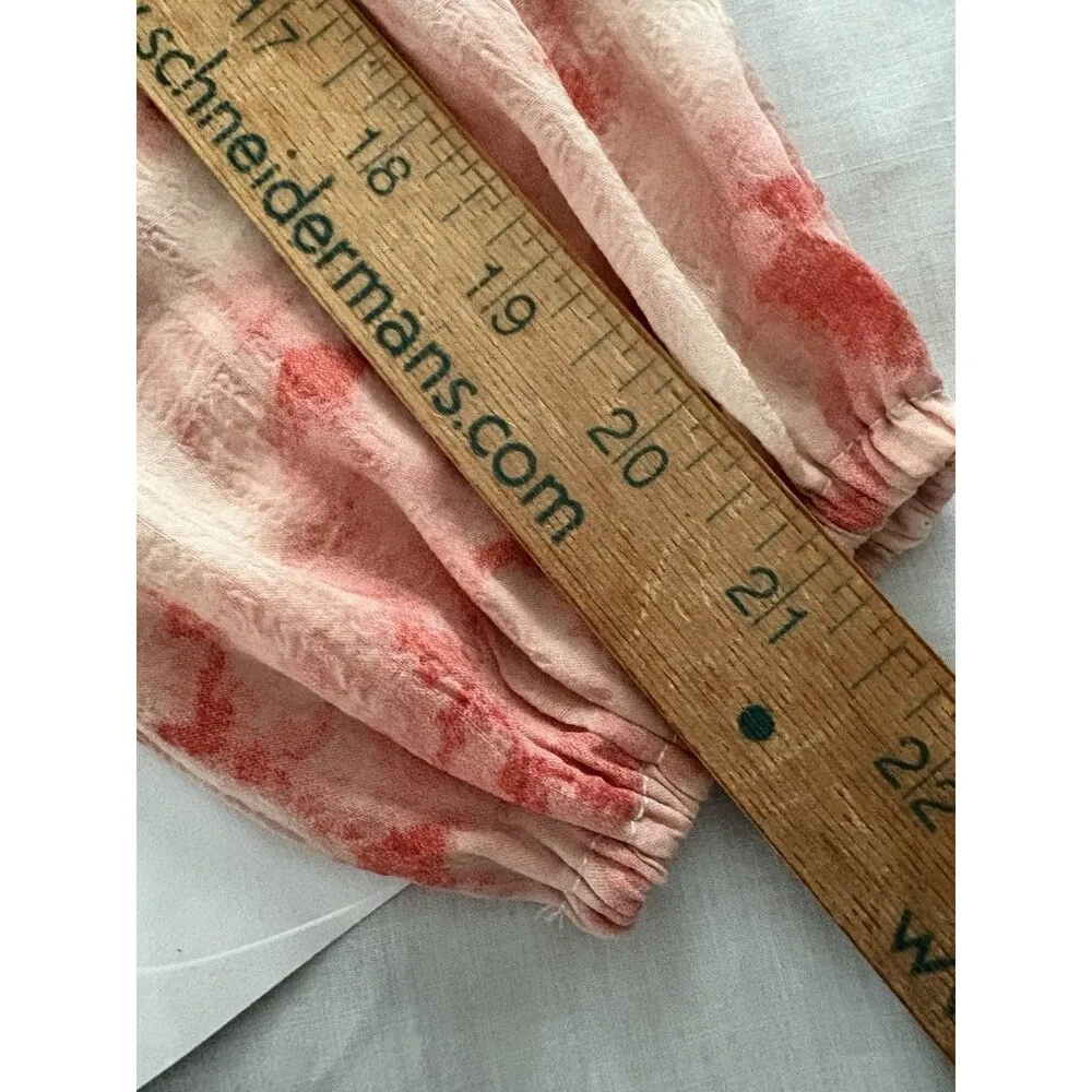 Dizzy Lizzy Blouse M Red Pink Smocked Milkmaid Peasant Boho Festival Hippie New Size M - Image 10