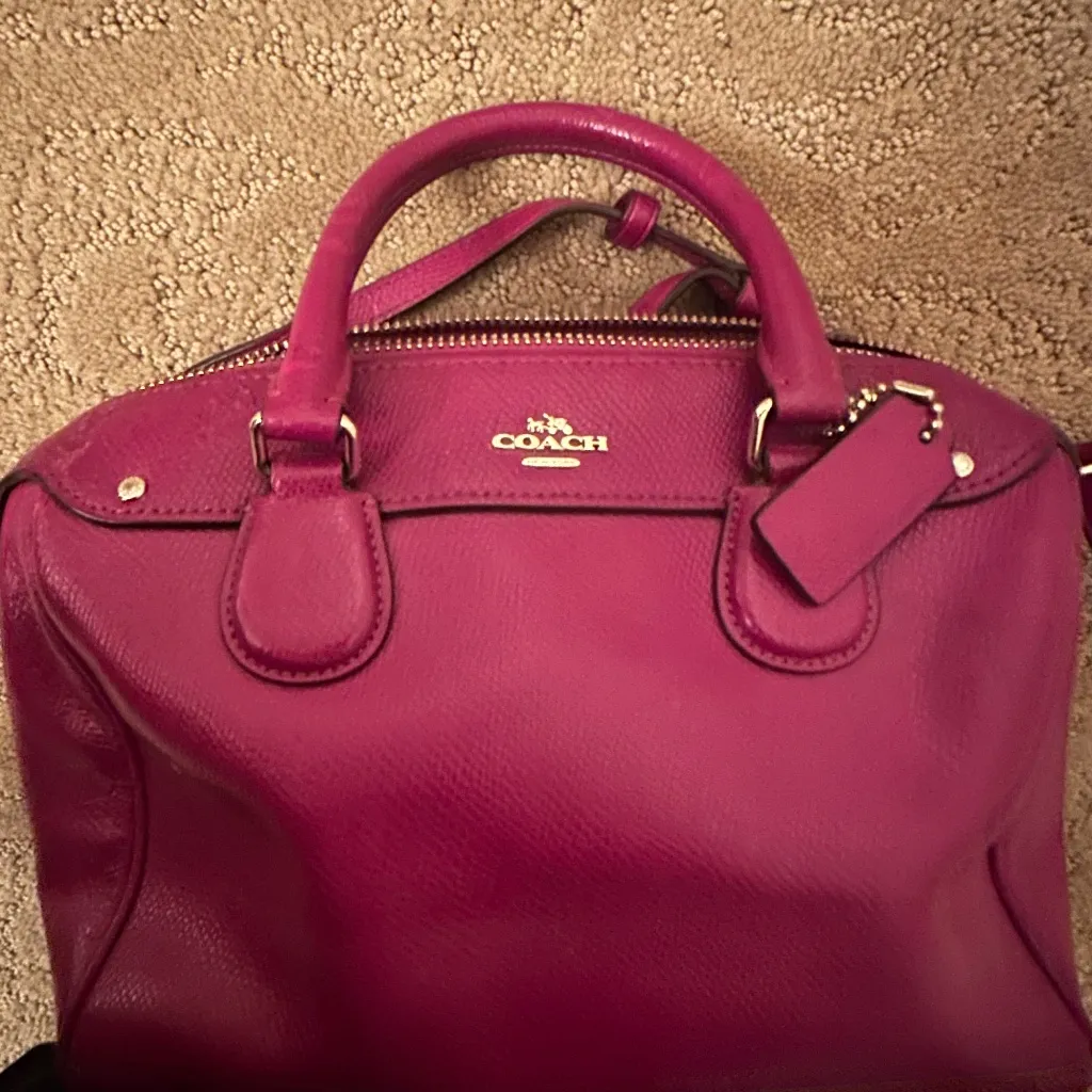 Vintage Coach Pebbled Leather Satchel – Fuchsia Pink – Crossbody/Top Handle Bag - Image 2