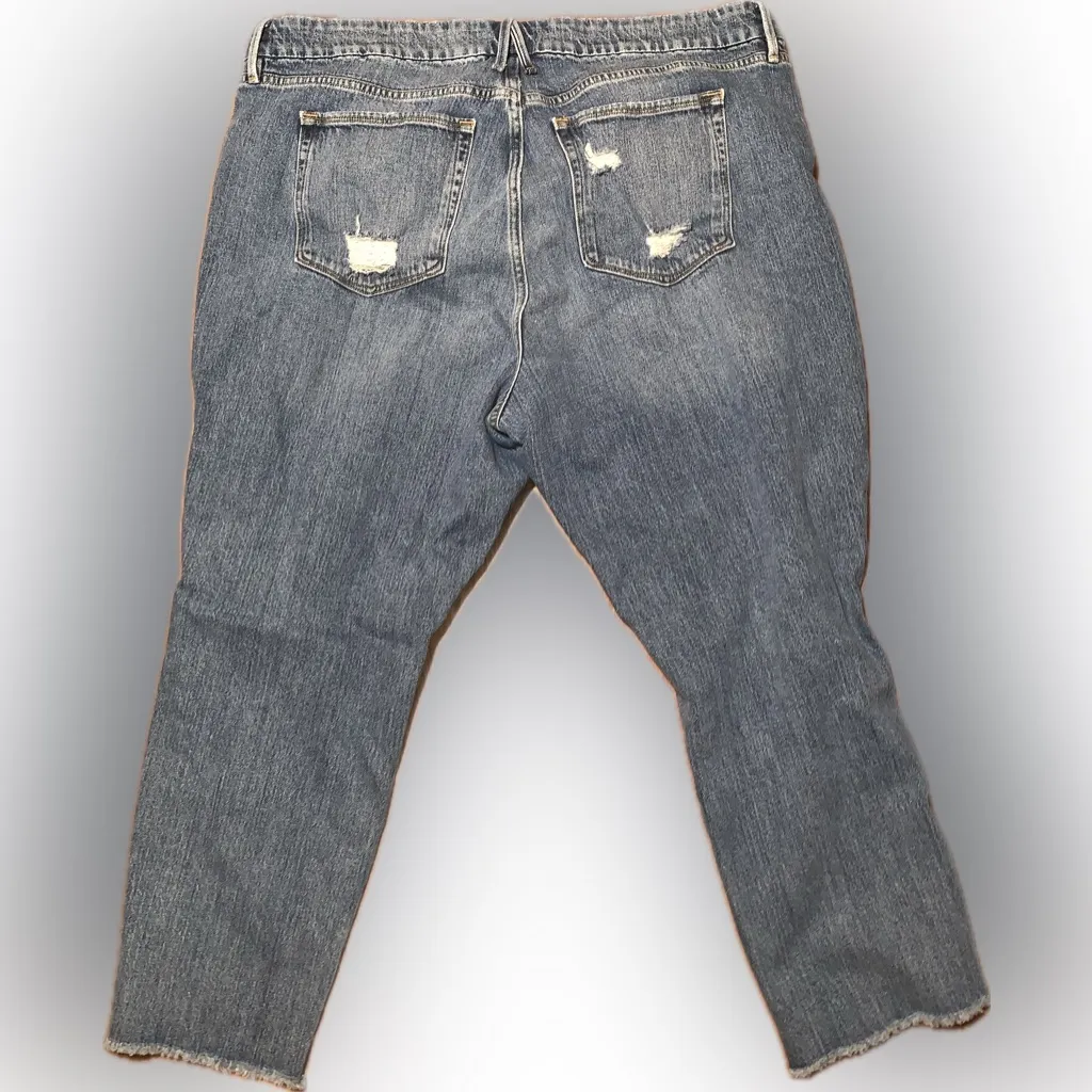 Good American Good Girlfriend Fit Distressed Straight Mid High Ankle Jeans 18W - Image 4