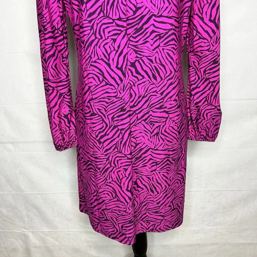 Jude Connally 3/4 Sleeve Print Nylon Spandex Blend Dress Sz M Pink Purple Size M - Image 11