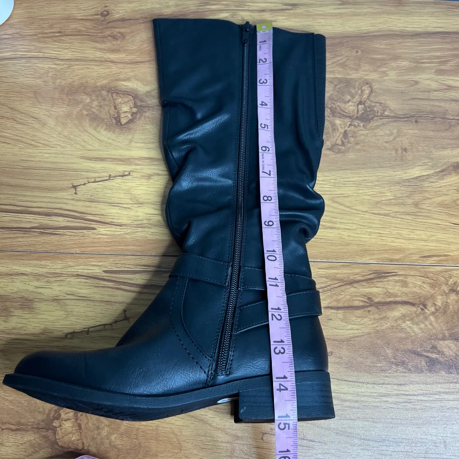 White Mountain Liona Faux Leather Tall Riding Boots Size 5 Black Studded NEW - Image 10