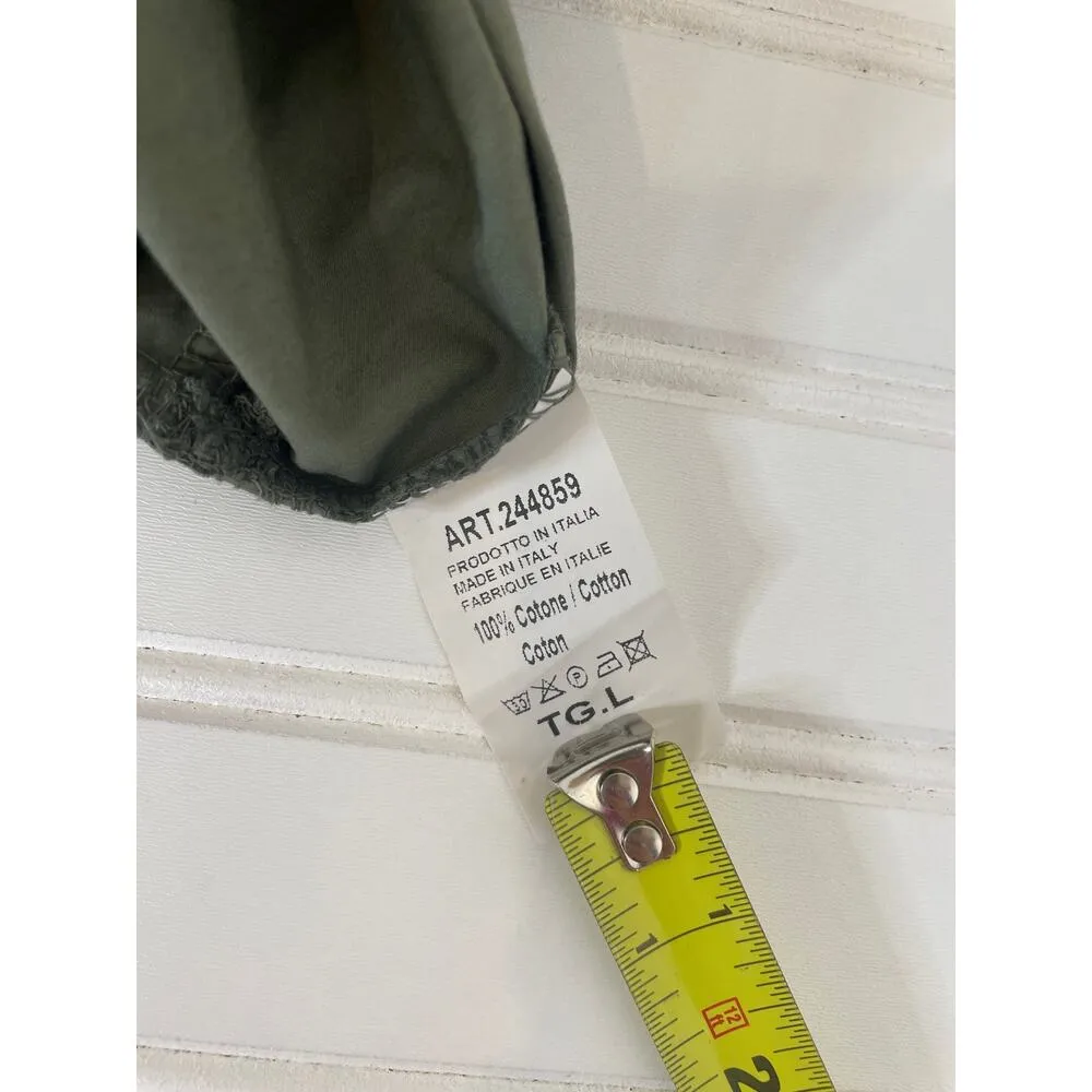 LUMA Khaki Cotton Cold Shoulder Ruffled Mini Dress Size L Made in Italy Tan Size L - Image 6