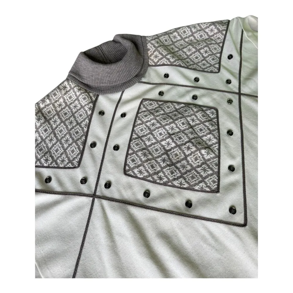 Vintage 80's Jo Hardin turtleneck sweater cream patch button accents size medium - Image 4