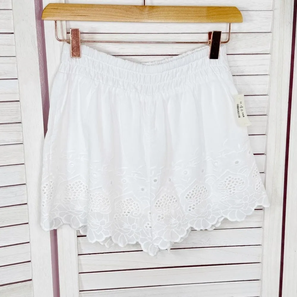 Aeropostale Live Love Dream Eyelet Hem High Waist Shorts White Small - Image 8