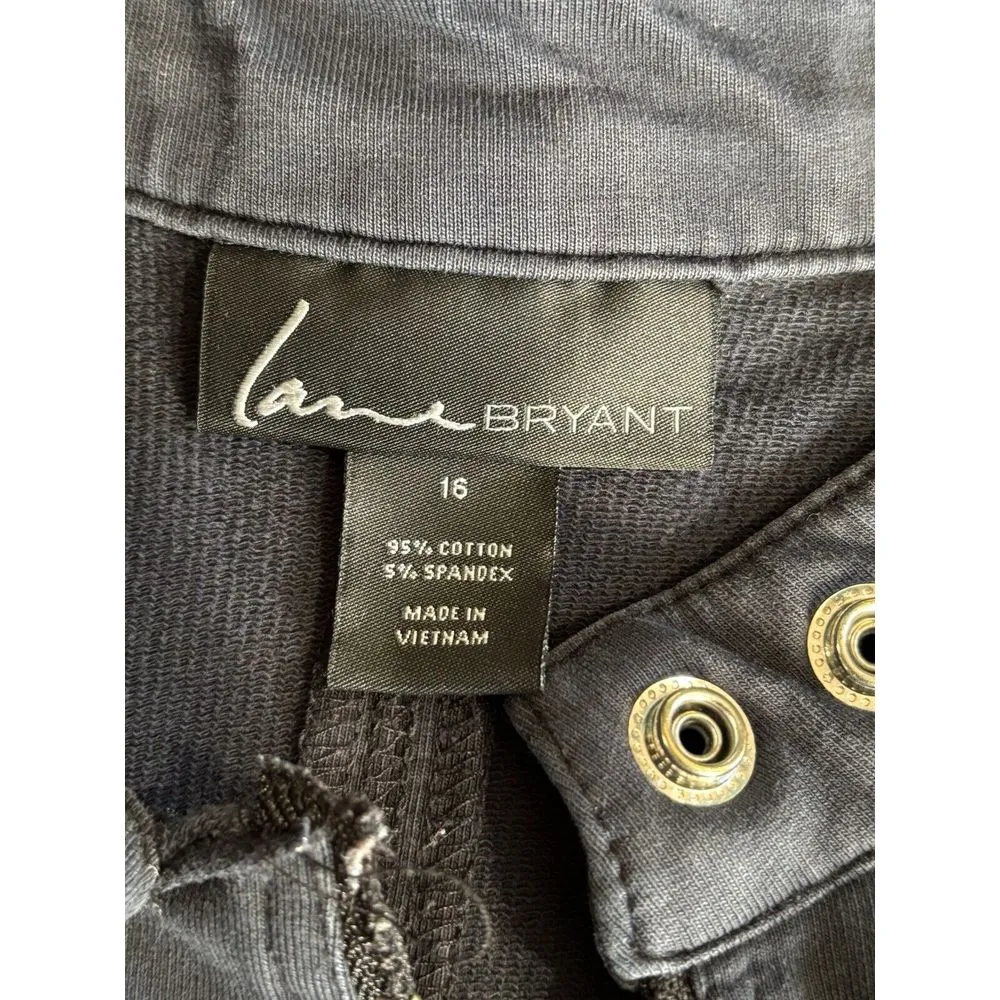 Lane Bryant Black Long Sleeve Zip Up‎ Jacket Size 16 Pockets Snaps Collar - Image 5