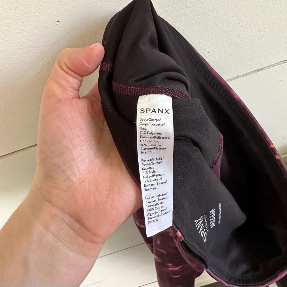 SPANX Women’s Small Leggings Wine/Orange Tie Dye - Image 6