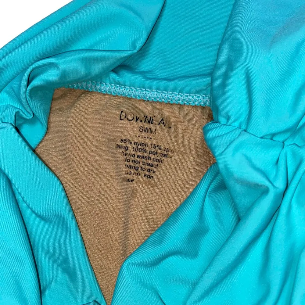 Downeast Swim Aqua Blue High Rise Ruched Bathing Suit Bottoms Women's Size Small - Image 3