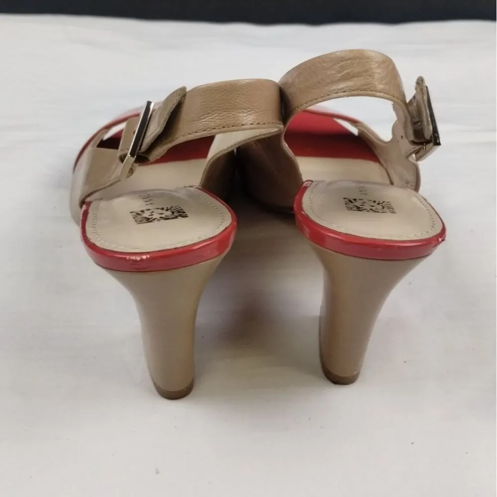 Anne Klein Women's Tan/Red Shoes/Heels Sz7.5M SKU 3575 - Image 2
