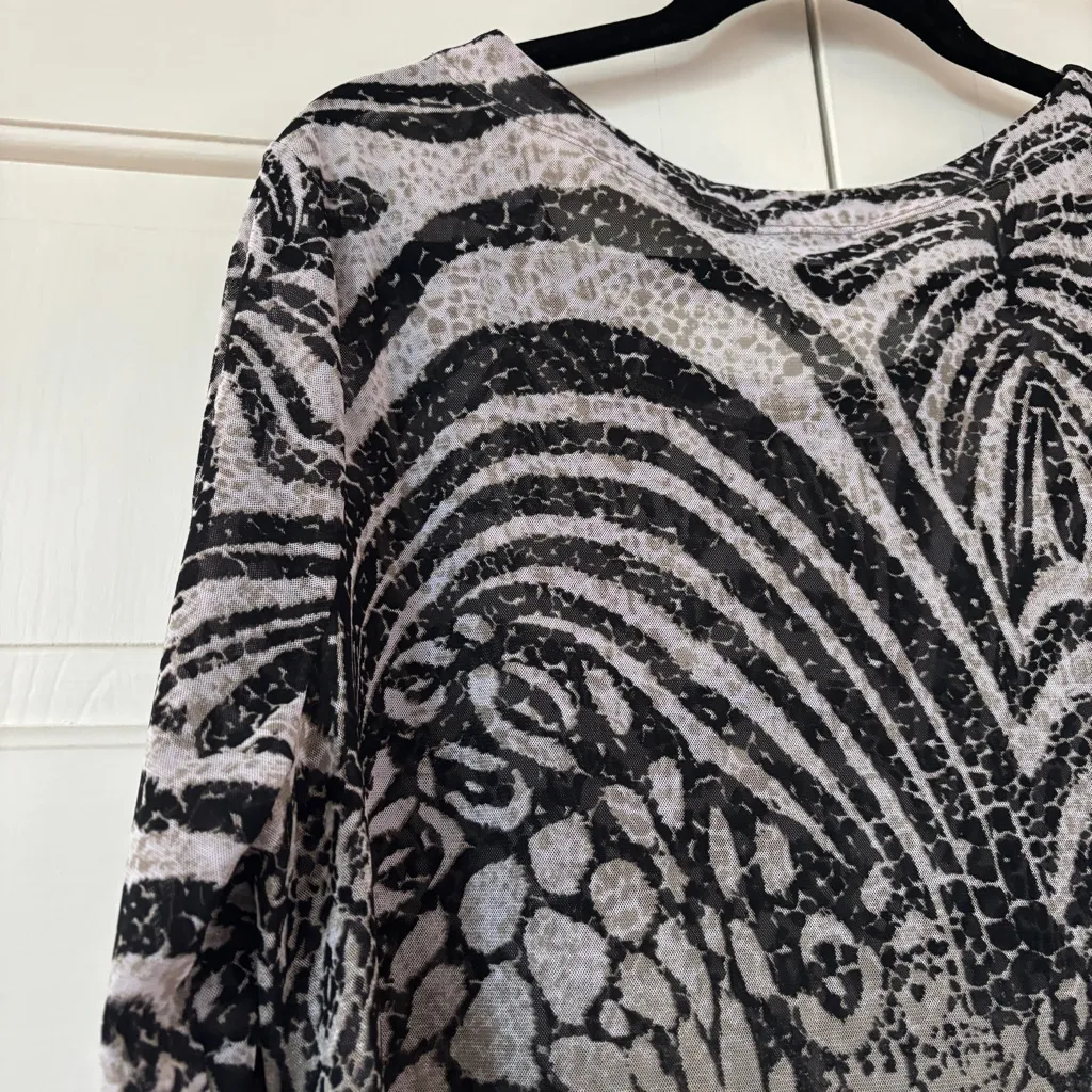 Chico's Size 3 Sheer Animal Print Western Blouse Leopard Top Shirt Chico Size XL - Image 11