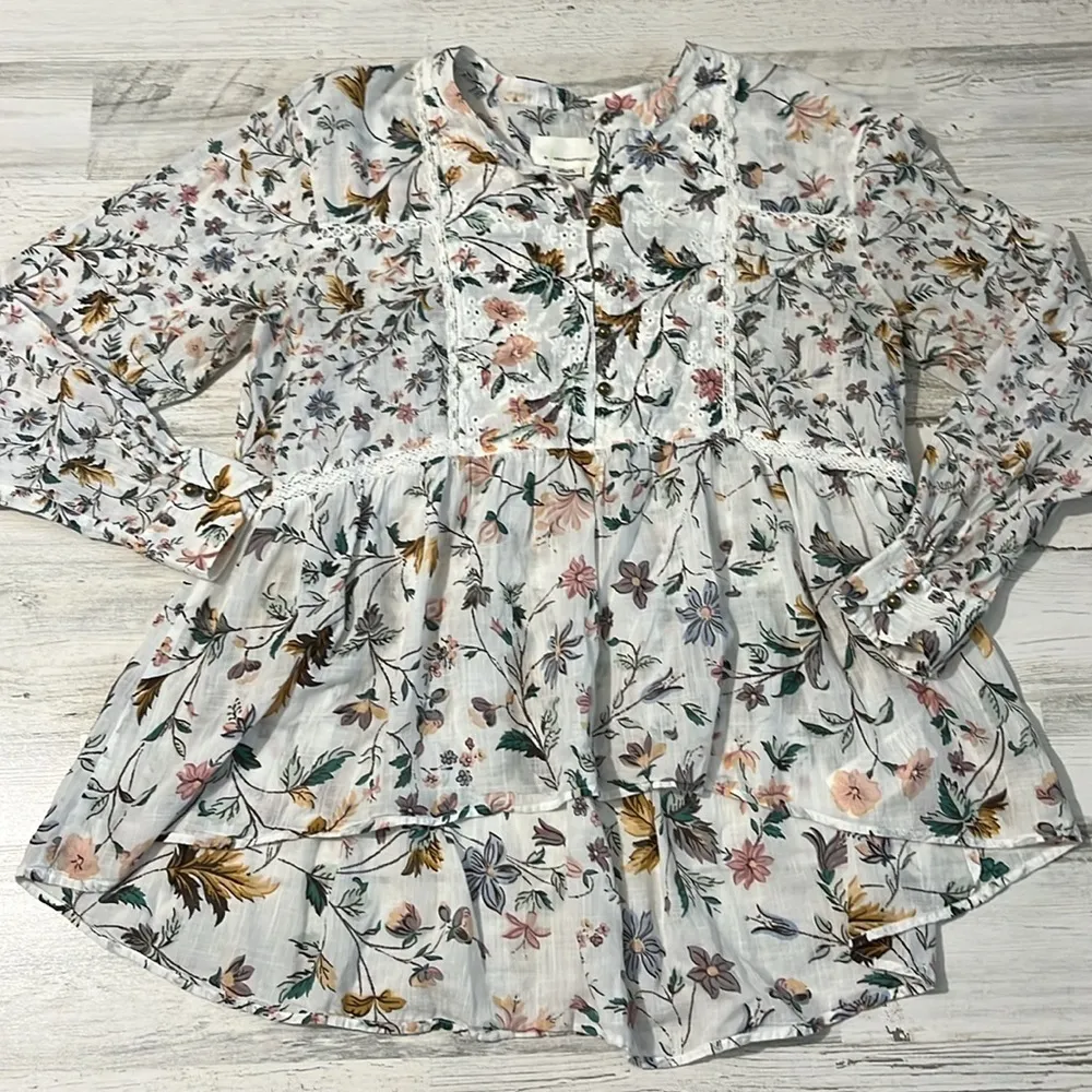 Anthropologie Genevra Lace Trim Peasant Blouse Size Small - Image 6