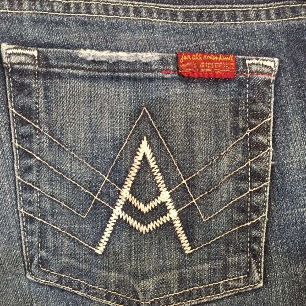 7FAMK Blue Bootcut Low Rise A Pocket Jeans 29 - Image 4