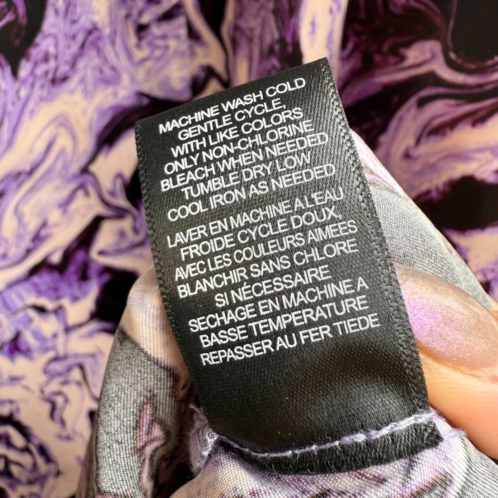 AFRM Satin Slip Midi Dress in Purple Marble Swirl size Medium - Image 13