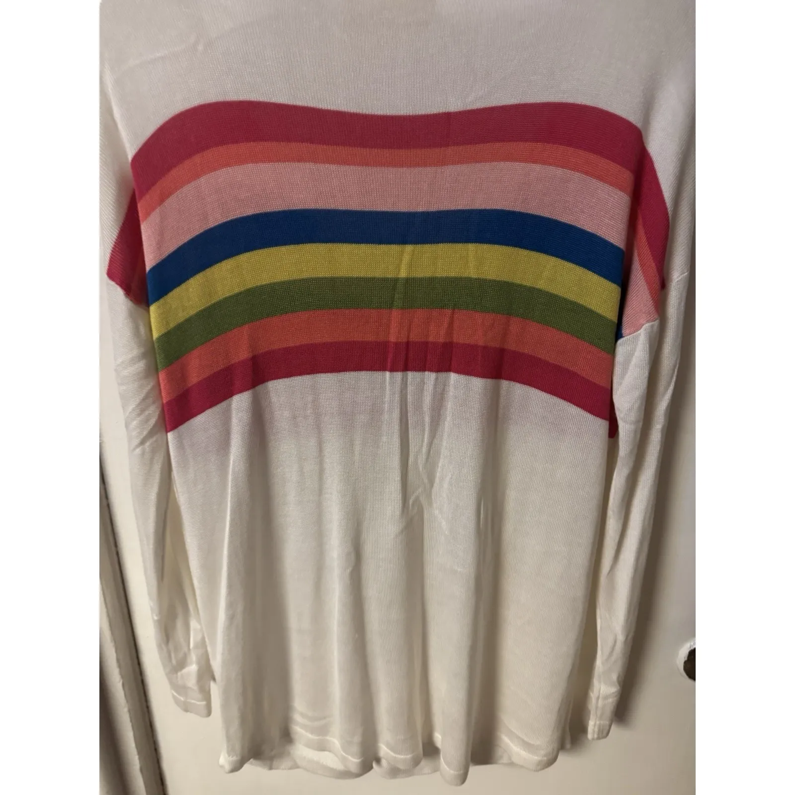 Hyped Unicorn  Lightweight Rainbow Striped Knit Cardigan Size Medium - Image 11