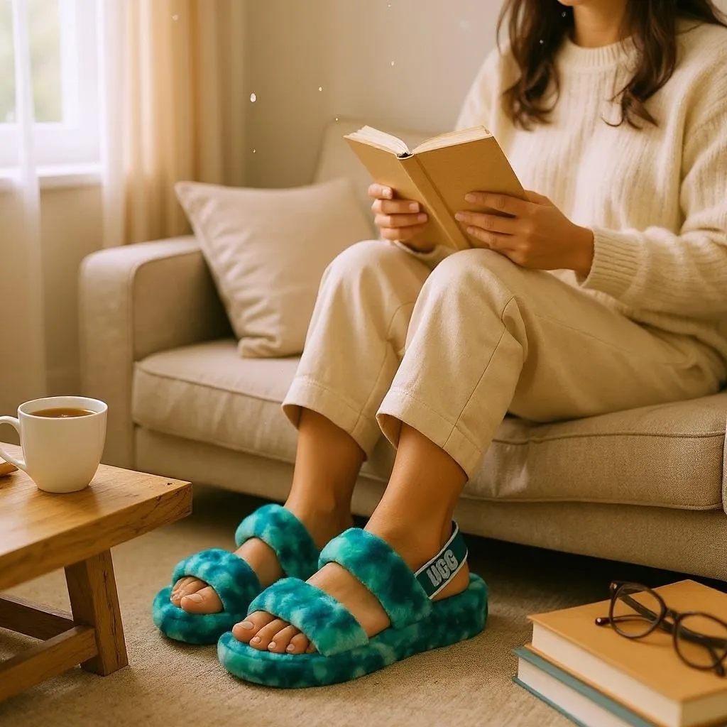 UGG  Australia Oh Yeah Marble Sldie Sandals Turquoise Size 10 - Image 14