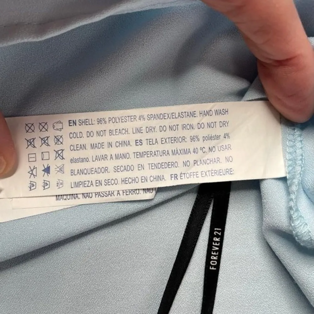 Forever 21 Halter Open Back Tank Top Button Closure Sheer Light Blue M Medium - Image 10