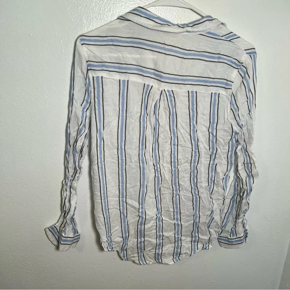 Sweet Wanderer Button Down Blouse White Stripes - Image 6