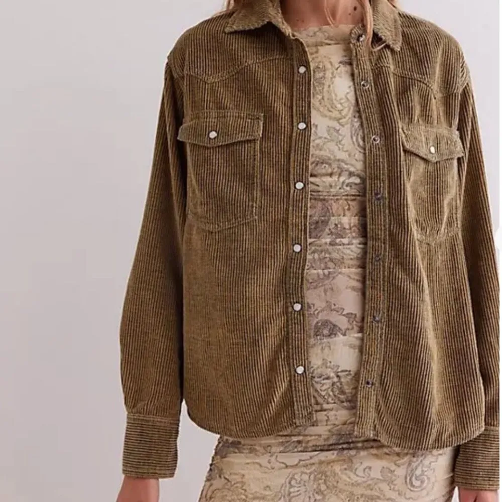 #29 NWT Free People Hideaway Cord Shirt in Roscoe Bermuda - Image 5