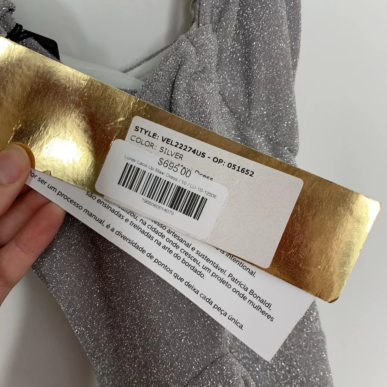 Patbo Lurex Cut Out Maxi Lace Up Dress Silver Sparkle Womens Glamorous Size 10 - Image 15