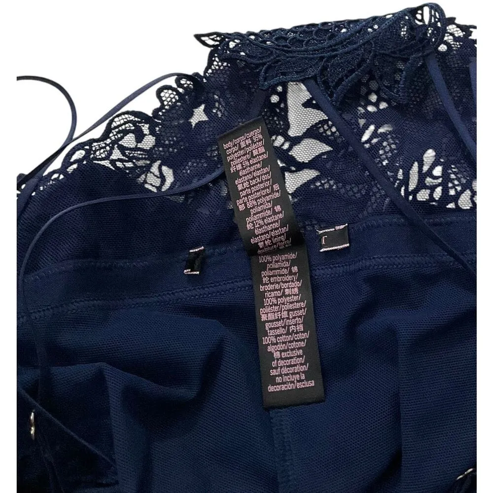 Victoria's Secret Blue Satin Lace Bodysuit Women Size XS | 51-31* - Image 4