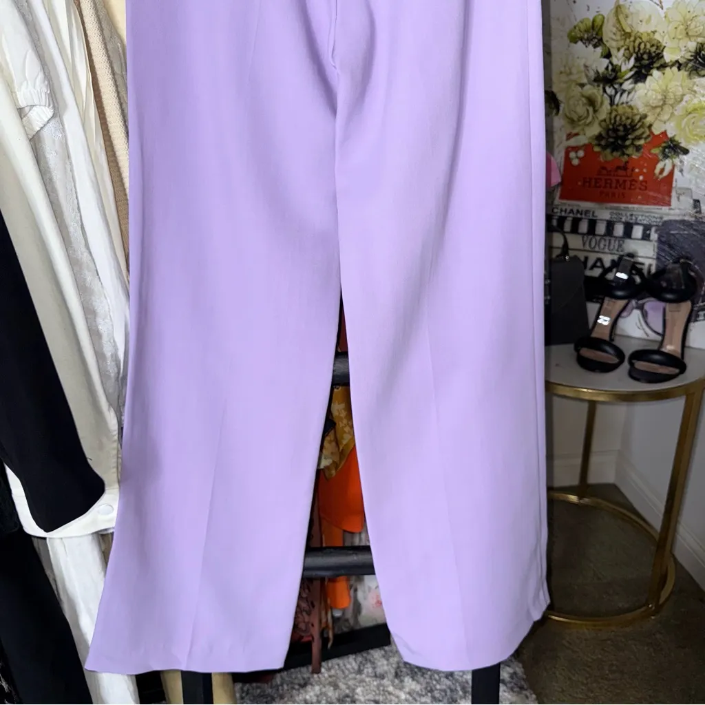 Zara Lilac Lavender Purple High Waist Wide Leg Tailored Trousers - Image 11